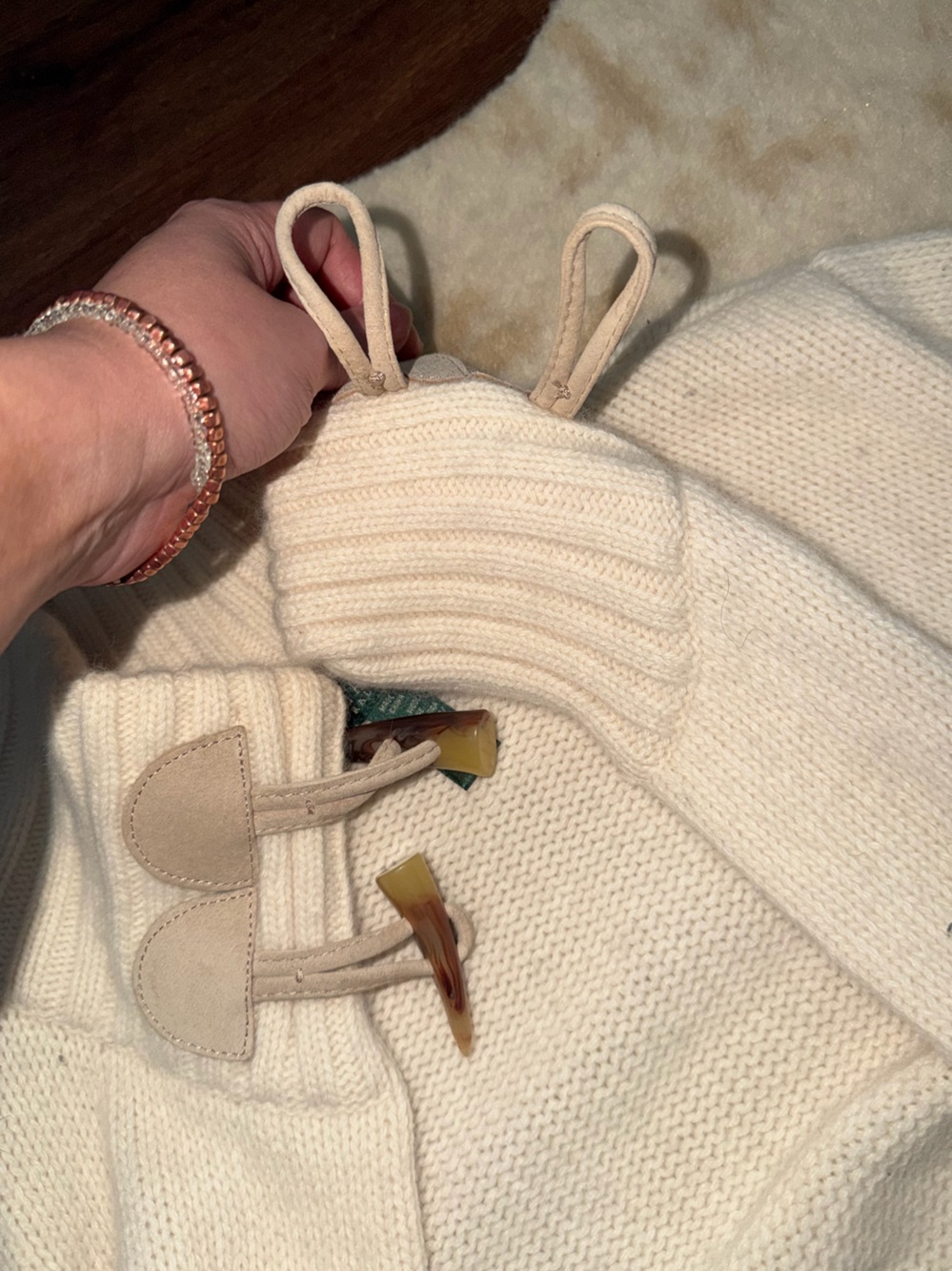 Rare vtg Ralph Lauren wool angora toggle long wrap cardigan knit sweater fall - Picture 3 of 8